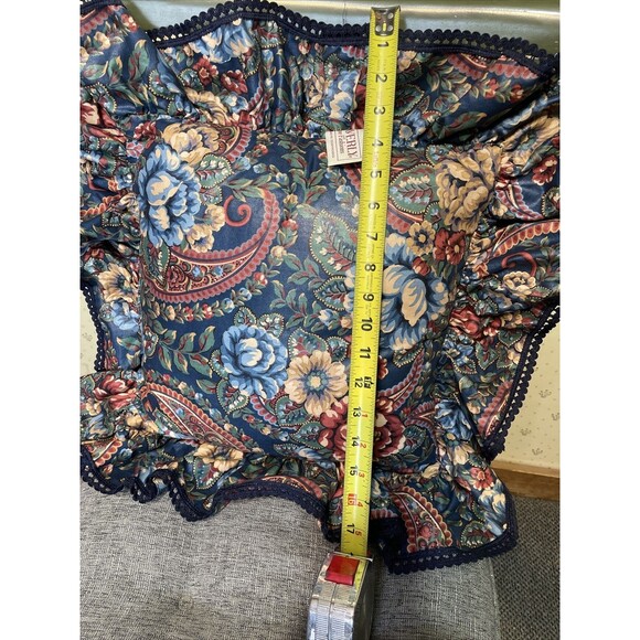 Dramatic Floral Waverly Pillow Ruffled Vintage Roses Paisley Luxury - Picture 8 of 8
